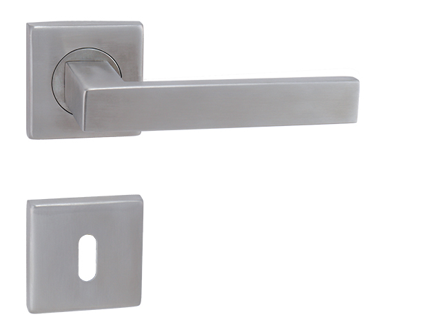 Klika rozetová QUADRA, broušená nerez,dozický klíč