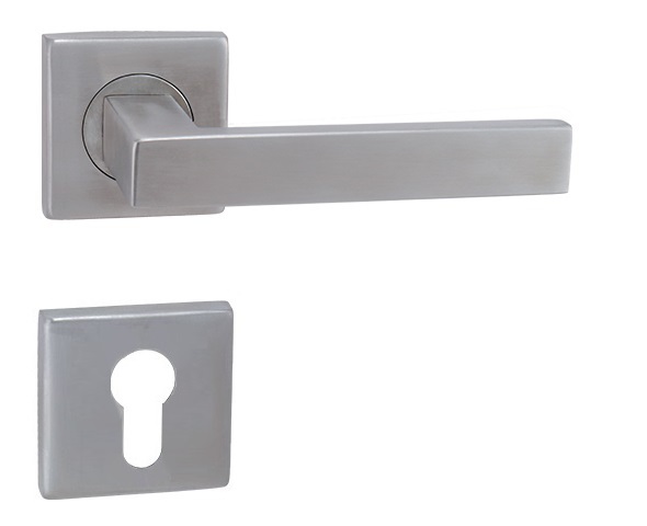 Klika rozetová QUADRA, broušená nerez, pro cylindrickou vložku