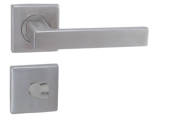 Klika rozetová QUADRA, broušená nerez, WC zámek