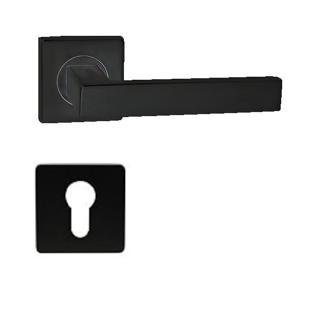 Klika rozetová QUADRA, černá matná, pro cylindrickou vložku