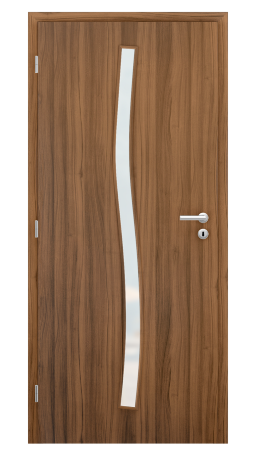 Dveře SMART 1, dekor ořech, provedení 80 levé, sklo satinato
