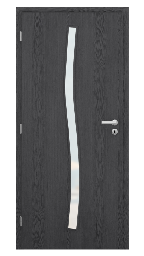 Dveře SMART 1, dekor dub dark grey, provedení 80 levé, sklo satinato
