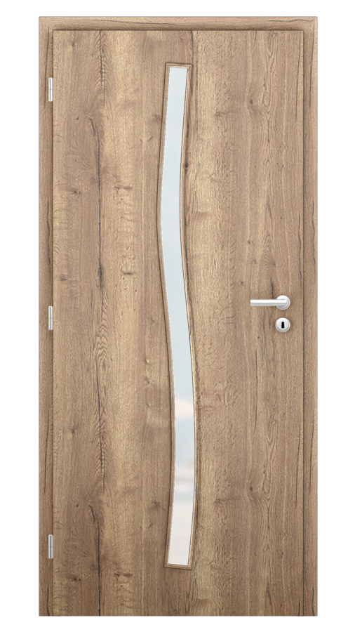 Dveře SMART 1, dekor dub halifax, provedení 80 levé, sklo satinato