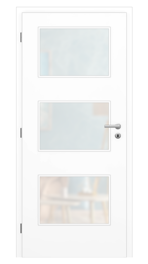Dveře SMART 6, dekor bílá, provedení 80 levé, sklo satinato