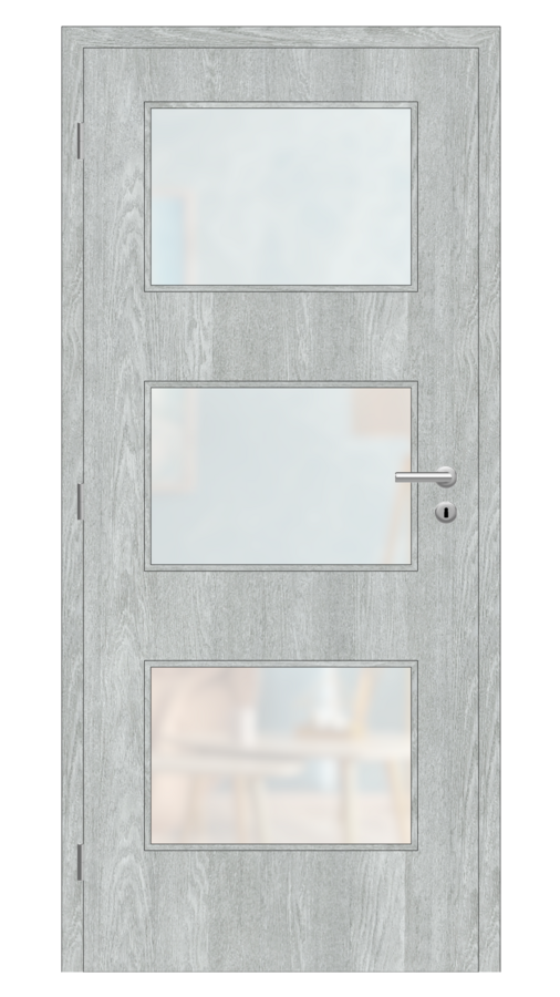Dveře SMART 6, dekor earl grey, provedení 80 levé, sklo satinato
