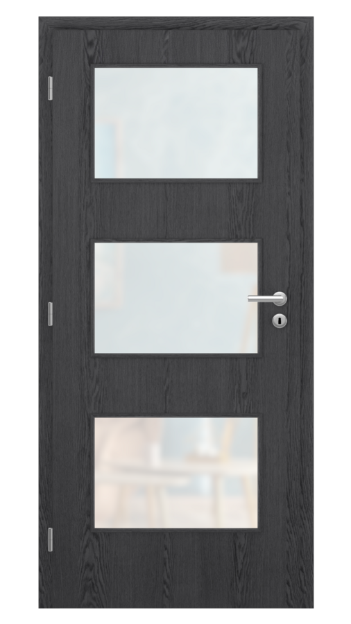 Dveře SMART 6, dekor dub dark grey, provedení 80 levé, sklo satinato