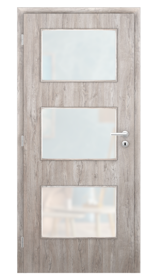 Dveře SMART 6, dekor dub alpský, provedení 80 levé, sklo satinato