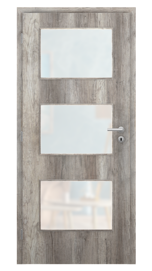 Dveře SMART 6, dekor dub canyon, provedení 80 levé, sklo satinato