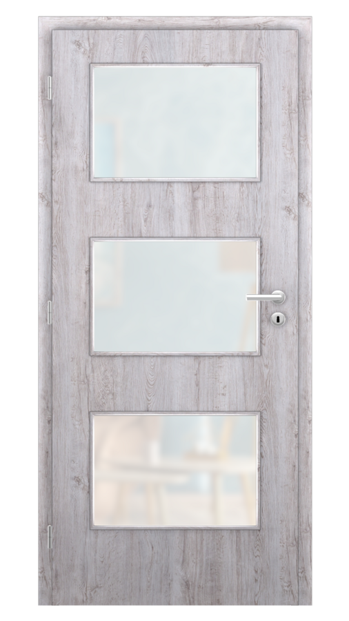 Dveře SMART 6, dekor dub western, provedení 80 levé, sklo satinato