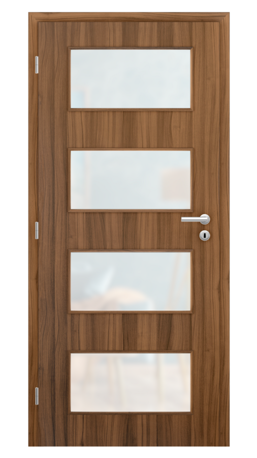 Dveře SMART 17, dekor ořech, provedení 80 levé, sklo satinato