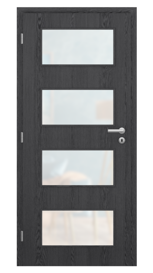 Dveře SMART 17, dekor dub dark grey, provedení 80 levé, sklo satinato