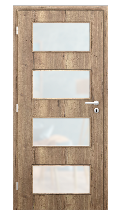 Dveře SMART 17, dekor dub halifax, provedení 80 levé, sklo satinato