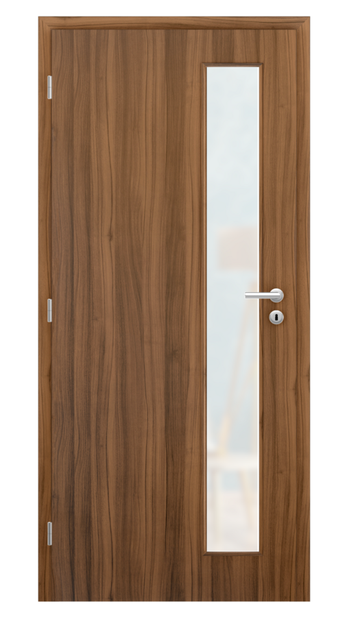 Dveře SMART 22, dekor ořech, provedení 80 levé, sklo satinato