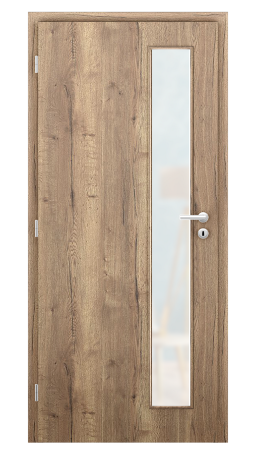 Dveře SMART 22, dekor dub halifax, provedení 80 levé, sklo satinato