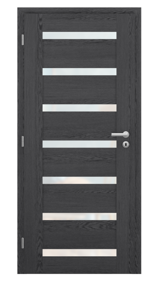 Dveře VIVA 60, dekor dub dark grey, provedení 80 levé, sklo satinato