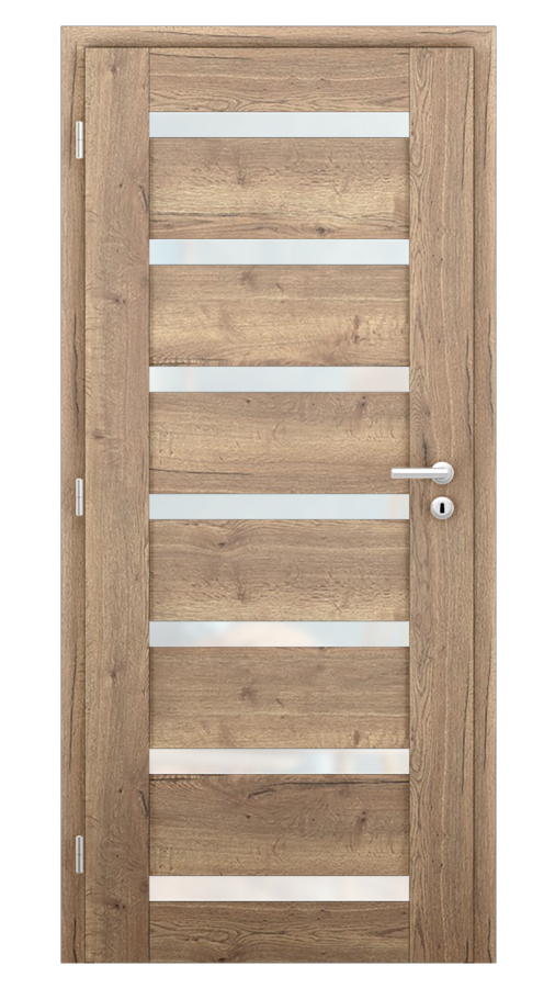 Dveře VIVA 60, dekor dub halifax, provedení 80 levé, sklo satinato