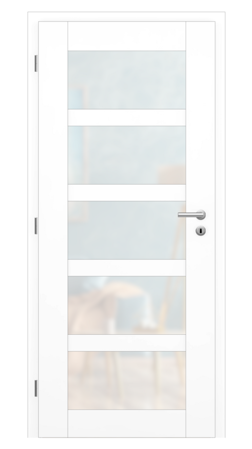 Dveře VIVA 65, dekor bílá, provedení 80 levé, sklo satinato
