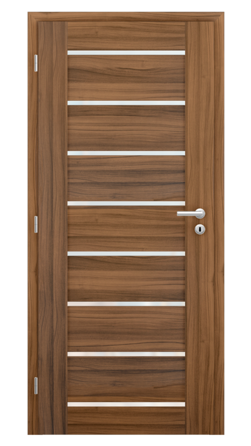 Dveře VIVA 70, dekor ořech, provedení 80 levé, sklo satinato