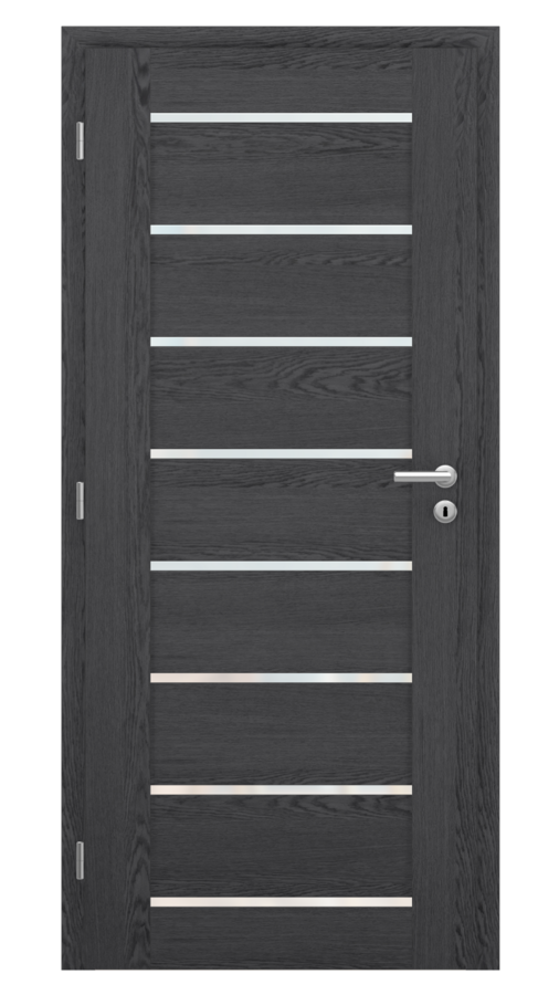 Dveře VIVA 70, dekor dub dark grey, provedení 80 levé, sklo satinato