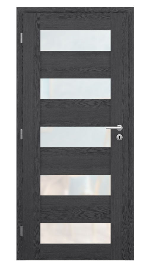 Dveře VIVA 75, dekor dub dark grey, provedení 80 levé, sklo satinato