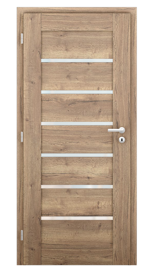 Dveře VIVA 80, dekor dub halifax, provedení 80 levé, sklo satinato