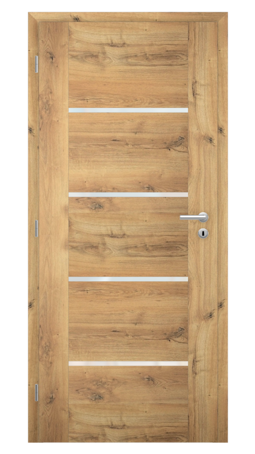 Dveře VIVA 85, dekor dub forest, provedení 80 levé, sklo satinato