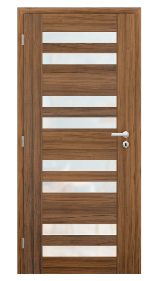 Dveře VIVA 90, dekor ořech, provedení 80 levé, sklo satinato