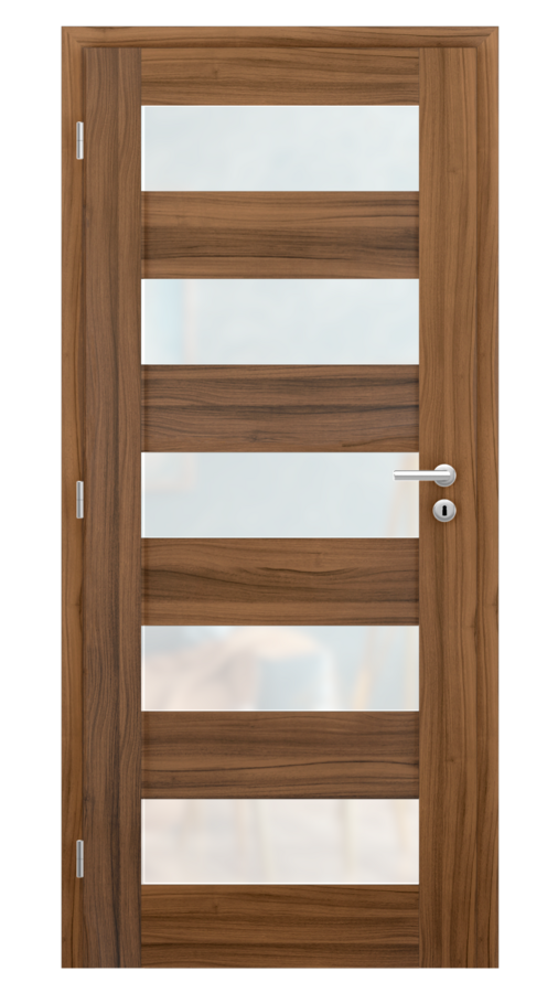 Dveře TÜREN 40, dekor ořech, provedení 80 levé, sklo satinato